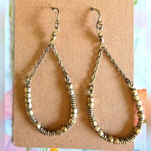 Gold Teardrop Beaded Earrings
